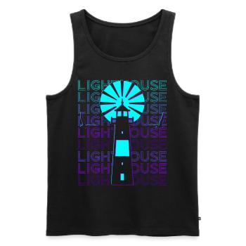 Lighthouse Retro - Men's Premium Organic Tank Top - black - Front - AI Model Male 178 light (178cm)