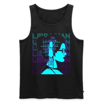 Librarian Retro - Men's Premium Organic Tank Top - black - Front - AI Model Male 178 light (178cm)