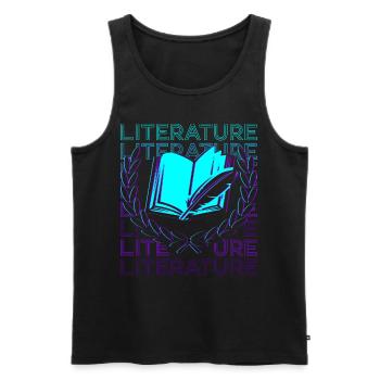 Literature English Books Literary Retro - Men's Premium Organic Tank Top - black - Front - AI Model Male 178 light (178cm)