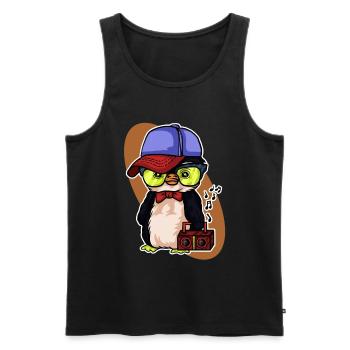 Pinguin Tshirt Kinder Musik Cool Musikbox Musik - Männer Premium Bio Tank Top - Schwarz - Vorne - Michal (187cm)