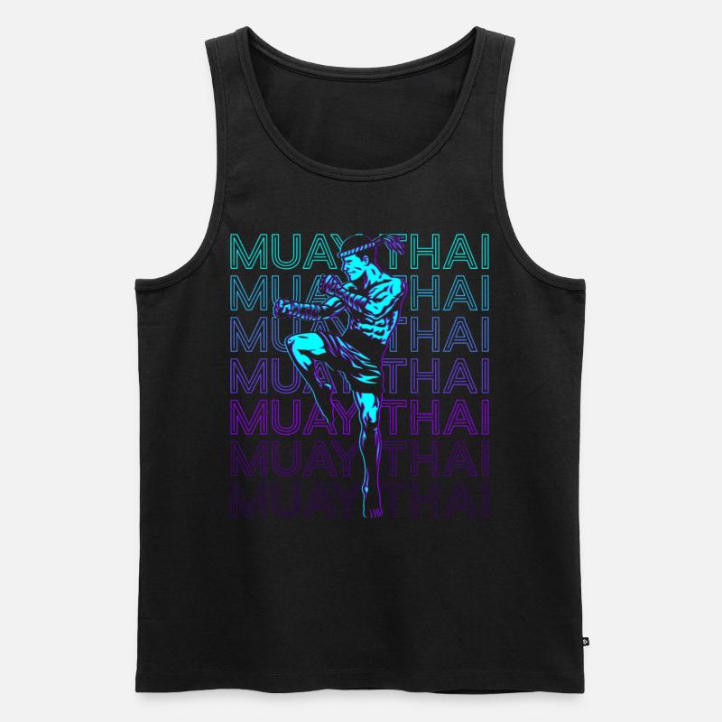 Muay Thai Retro - Männer Premium Bio Tank Top - Schwarz