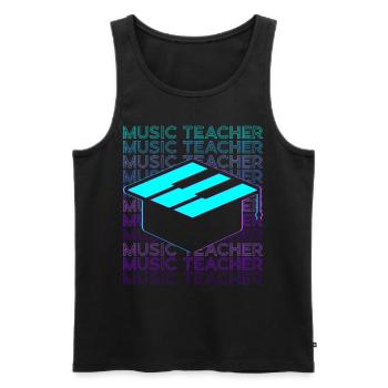 Professeur de Musique Musicien Rétro - Débardeur bio Premium Homme - noir - Devant - AI Model Male 178 light (178cm)