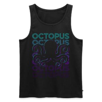 Oktopus Retro - Männer Premium Bio Tank Top - Schwarz - Vorne - Michal (187cm)