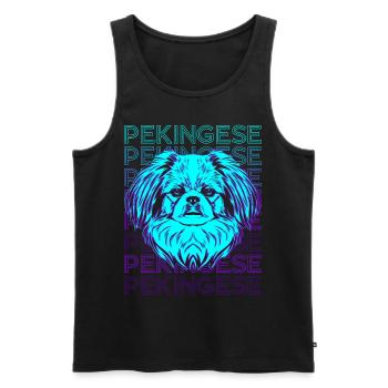 Pekinese Retro - Men's Premium Organic Tank Top - black - Front - AI Model Male 178 light (178cm)