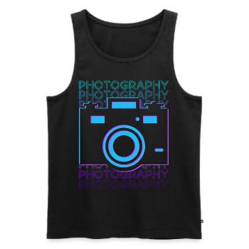 Fotografie Fotograf Kamera Retro - Männer Premium Bio Tank Top - Schwarz - Vorne - Michal (187cm)