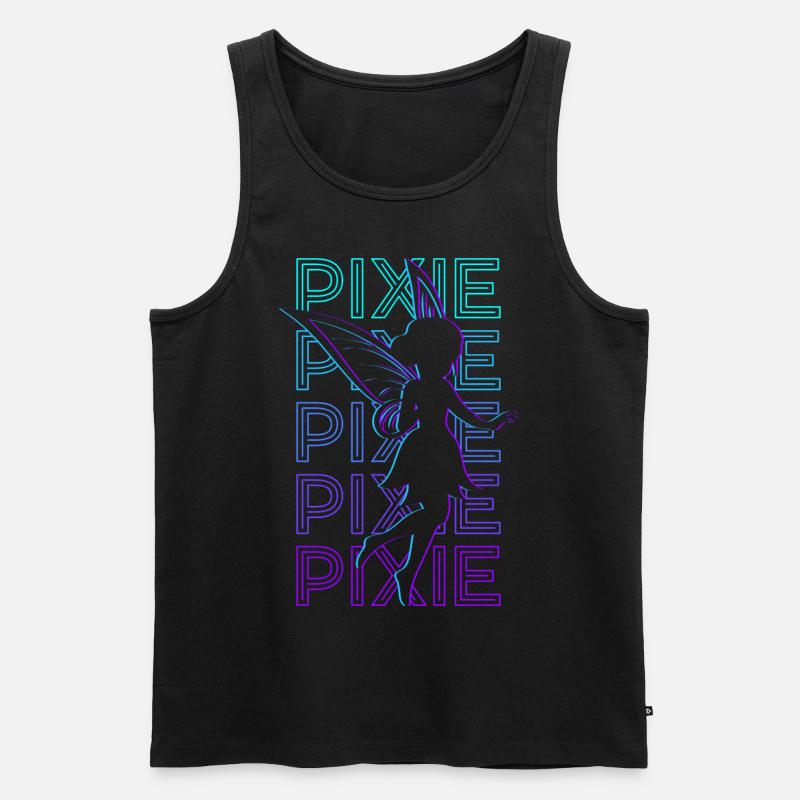 Pixie Fairy Retro - Männer Premium Bio Tank Top - Schwarz