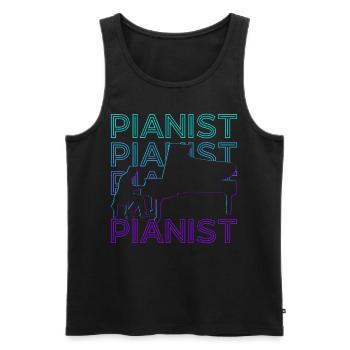 Pianiste Claviériste Pianiste Joueur De Piano Rétro - Débardeur bio Premium Homme - noir - Devant - Michal (187cm)