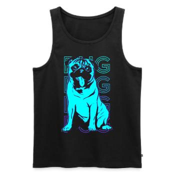 Mops Retro - Männer Premium Bio Tank Top - Schwarz - Vorne - Michal (187cm)