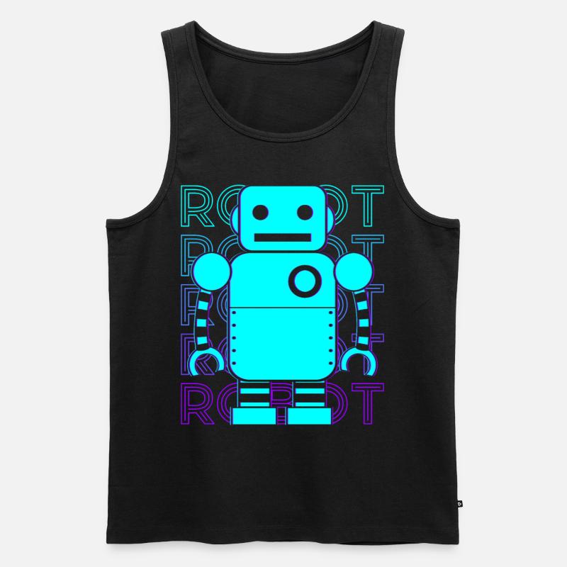 Roboter Retro - Männer Premium Bio Tank Top - Schwarz