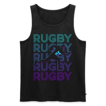 Rugby Player Retro - Men's Premium Organic Tank Top - black - Front - AI Model Male 178 light (178cm)