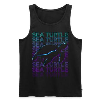 Turtle Retro - Men's Premium Organic Tank Top - black - Front - Michal (187cm)