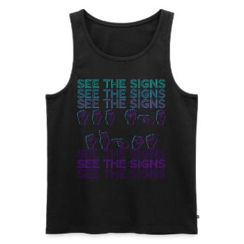 Sign Language ASL See The Signs Retro - Men's Premium Organic Tank Top - black - Front - AI Model Male 178 light (178cm)