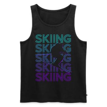 Ski Skieurs Ski Rétro - Débardeur bio Premium Homme - noir - Devant - AI Model Male 178 light (178cm)