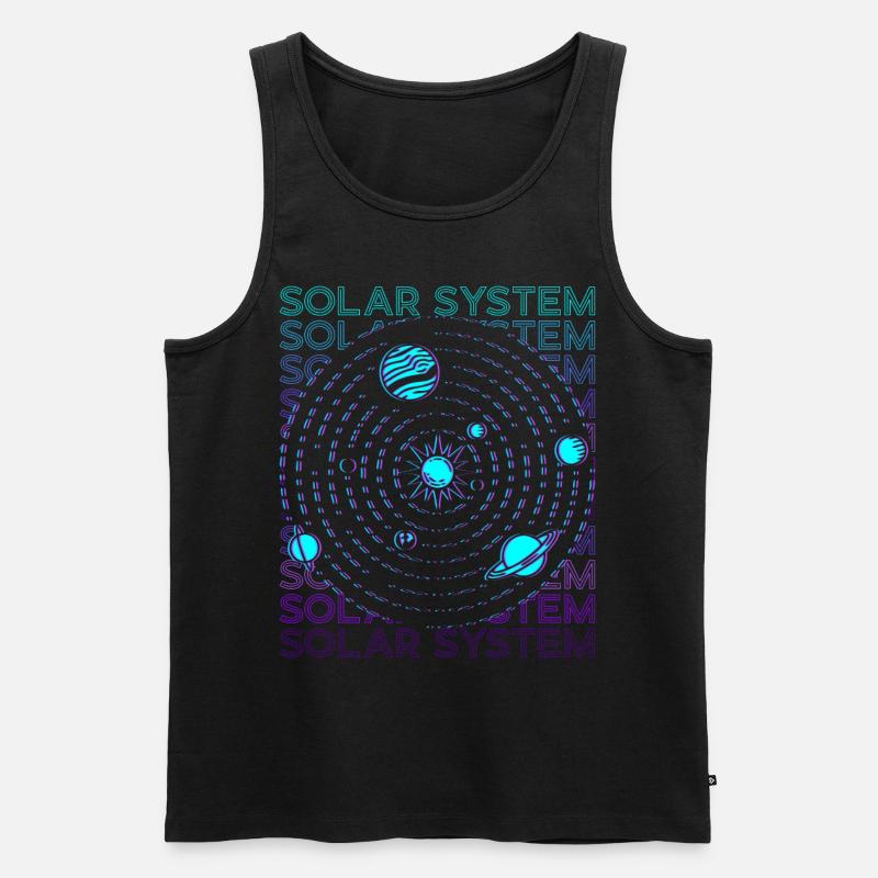 Sonnensystem Retro - Männer Premium Bio Tank Top - Schwarz