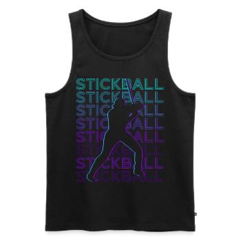 Stickball Spieler Retro - Männer Premium Bio Tank Top - Schwarz - Vorne - Michal (187cm)