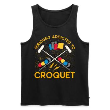 Seriously Addicted to Croquet - Men's Premium Organic Tank Top - black - Front - AI Model Male 178 light (178cm)