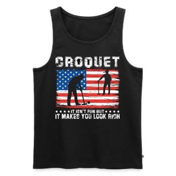 Croquet it isn't fun but it makes you look rich - Männer Premium Bio Tank Top - Schwarz - Vorne - AI Model Male 178 light (178cm)