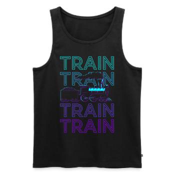 Train Retro - Men's Premium Organic Tank Top - black - Front - AI Model Male 178 light (178cm)