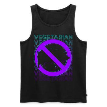 Végétarien Végétalien Veganisme Rétro - Débardeur bio Premium Homme - noir - Devant - Michal (187cm)