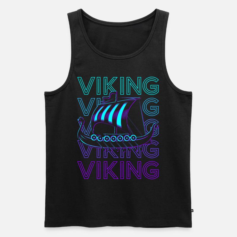 Wikingerschiff Langschiff Retro - Männer Premium Bio Tank Top - Schwarz