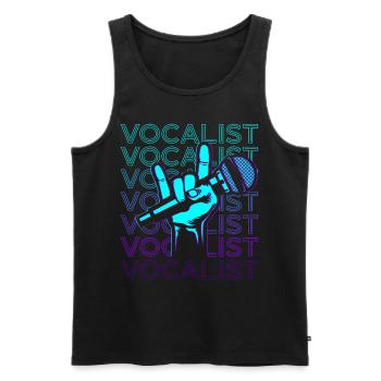 Sänger Sängerin Musiker Rockschild Mikrofon - Männer Premium Bio Tank Top - Schwarz - Vorne - AI Model Male 178 light (178cm)