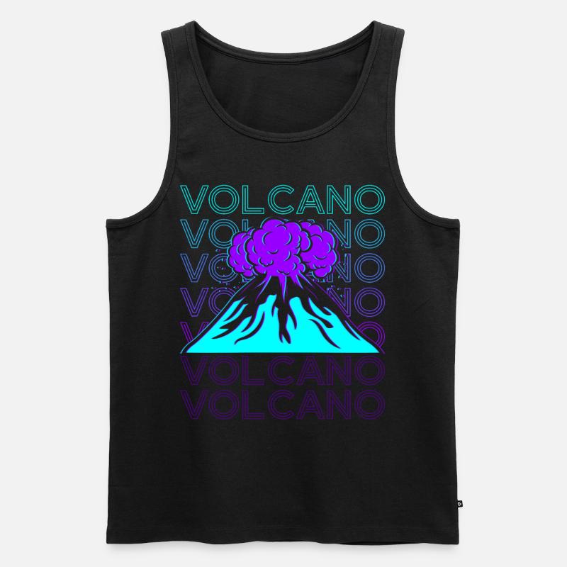 Vulkan Retro - Männer Premium Bio Tank Top - Schwarz