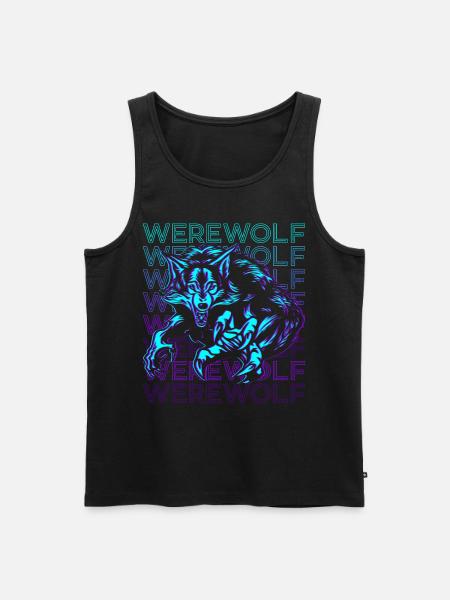 Werwolf Retro - Männer Premium Bio Tank Top - Schwarz