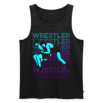 Ringer Wrestling Rétro - Débardeur bio Premium Homme - noir - Devant - Michal (187cm)