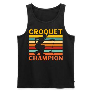 Croquet Champion - Men's Premium Organic Tank Top - black - Front - AI Model Male 178 light (178cm)