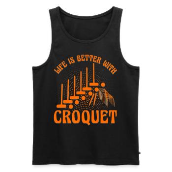 Life is better with Croquet - Men's Premium Organic Tank Top - black - Front - AI Model Male 178 light (178cm)