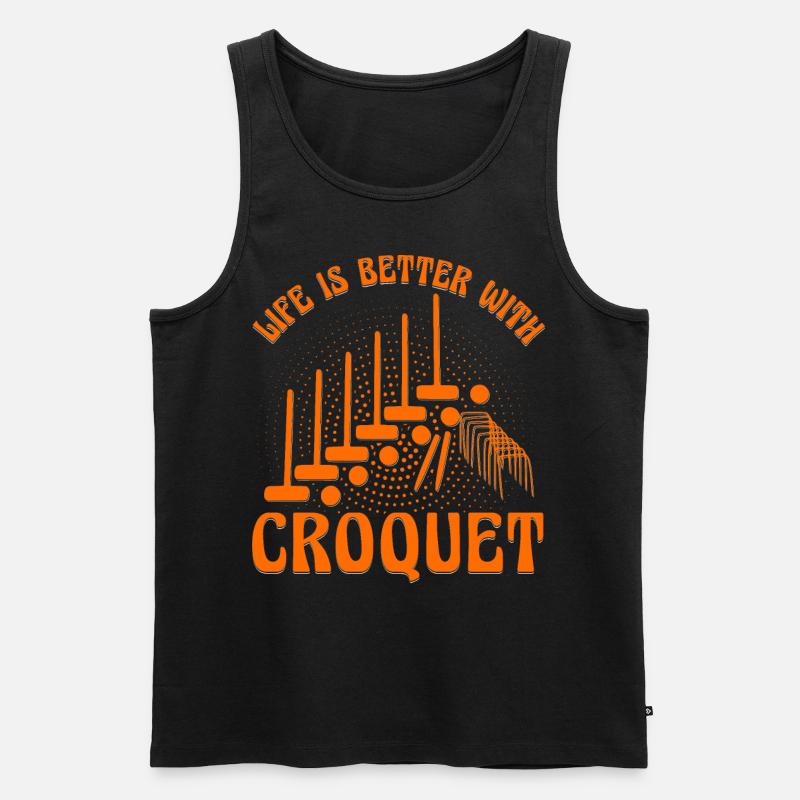 Life is better with Croquet - Männer Premium Bio Tank Top - Schwarz