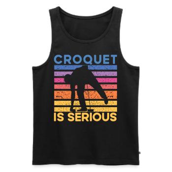 Croquet is serious - Men's Premium Organic Tank Top - black - Front - AI Model Male 178 light (178cm)