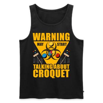 Warning may start talking about Croquet - Männer Premium Bio Tank Top - Schwarz - Vorne - AI Model Male 178 light (178cm)