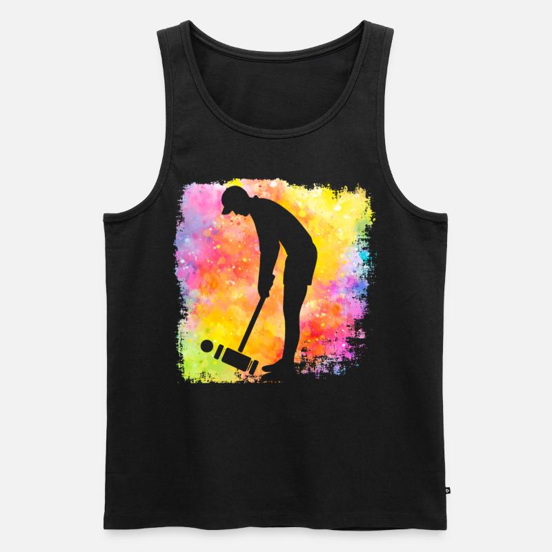 Krocket Retro - Männer Premium Bio Tank Top - Schwarz