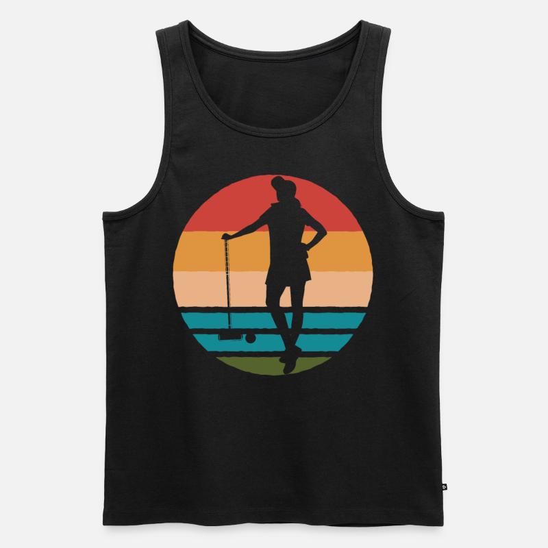 Krocket Dame Frauen Retro - Männer Premium Bio Tank Top - Schwarz