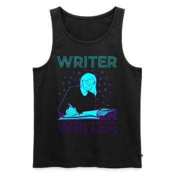 Autorin Autor Schreiben Retro - Männer Premium Bio Tank Top - Schwarz - Vorne - Michal (187cm)