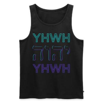 YHWH Yahweh Tetragrammaton Hebrew Name of God - Men's Premium Organic Tank Top - black - Front - AI Model Male 178 light (178cm)