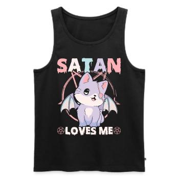 Lustiges Kult-Pastell-Goth-Katzen-Pentagramm - Männer Premium Bio Tank Top - Schwarz - Vorne - AI Model Male 178 light (178cm)