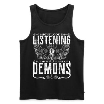 Funny Cult Occult - Men's Premium Organic Tank Top - black - Front - AI Model Male 178 light (178cm)