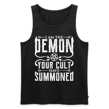 Funny Cult Occult - Men's Premium Organic Tank Top - black - Front - AI Model Male 178 light (178cm)