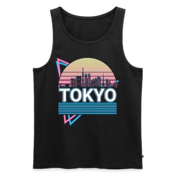 Tokyo City Skyline Cityscape Rétro - Débardeur bio Premium Homme - noir - Devant - AI Model Male 178 light (178cm)
