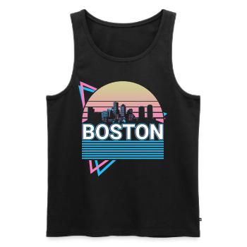 Boston City Skyline Cityscape Retro - Men's Premium Organic Tank Top - black - Front - AI Model Male 178 light (178cm)