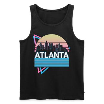 Atlanta City Skyline Cityscape Rétro - Débardeur bio Premium Homme - noir - Devant - AI Model Male 178 light (178cm)