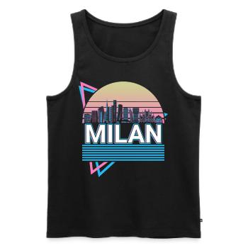 Mailand Stadt Skyline Stadtbild Retro - Männer Premium Bio Tank Top - Schwarz - Vorne - Michal (187cm)