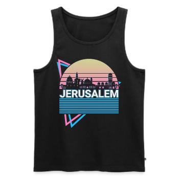 Jerusalem City Skyline Cityscape Retro - Men's Premium Organic Tank Top - black - Front - AI Model Male 178 light (178cm)