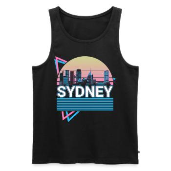 Sidney City Skyline Cityscape Rétro - Débardeur bio Premium Homme - noir - Devant - AI Model Male 178 light (178cm)