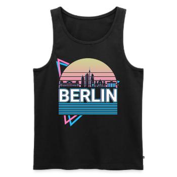Berlin City Skyline Cityscape Rétro - Débardeur bio Premium Homme - noir - Devant - AI Model Male 178 light (178cm)
