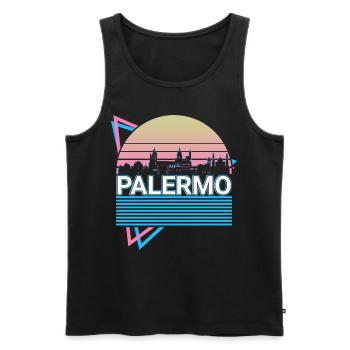 Palermo City Skyline Cityscape Retro - Men's Premium Organic Tank Top - black - Front - AI Model Male 178 light (178cm)
