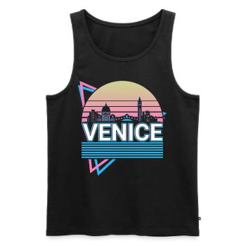Venise City Skyline Cityscape Rétro - Débardeur bio Premium Homme - noir - Devant - AI Model Male 178 light (178cm)