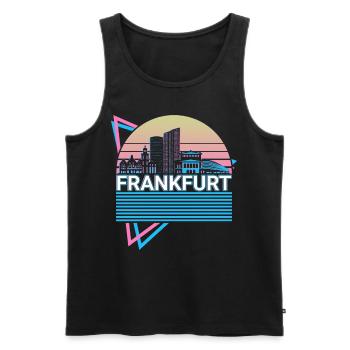 Frankfurt Stadt Skyline Stadtbild Retro - Männer Premium Bio Tank Top - Schwarz - Vorne - AI Model Male 178 light (178cm)